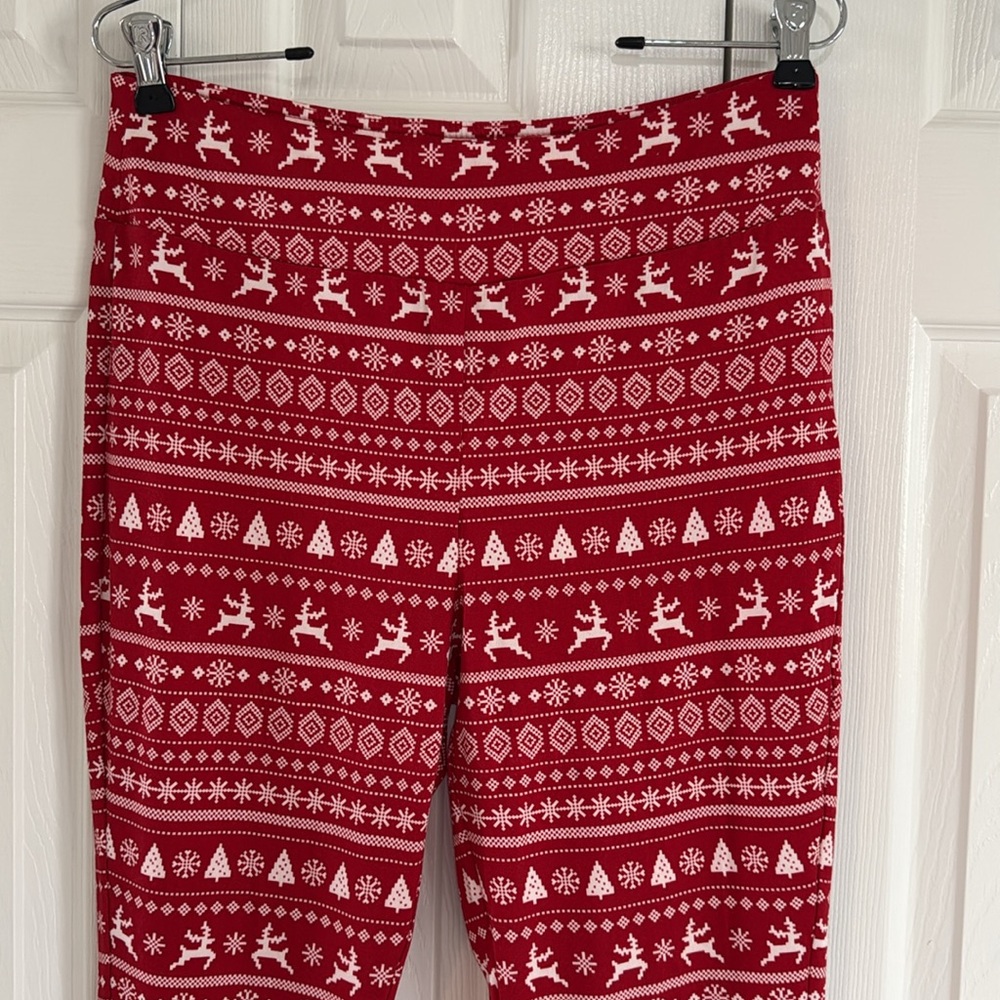 *NEW* Rockin' Around Women's Red Holiday Reindeer/Snowflake Leggings - Size M